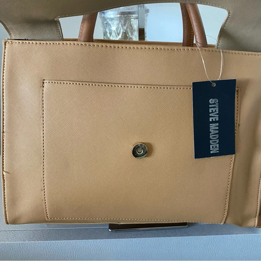 Steve Madden Two-Tone Tan & Beige Top-Handle Bag